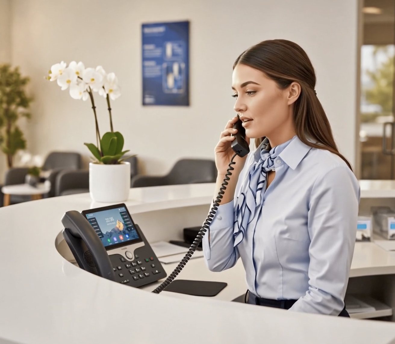 Reception testing a Pear Hosted-X handset during a 30-day trial.