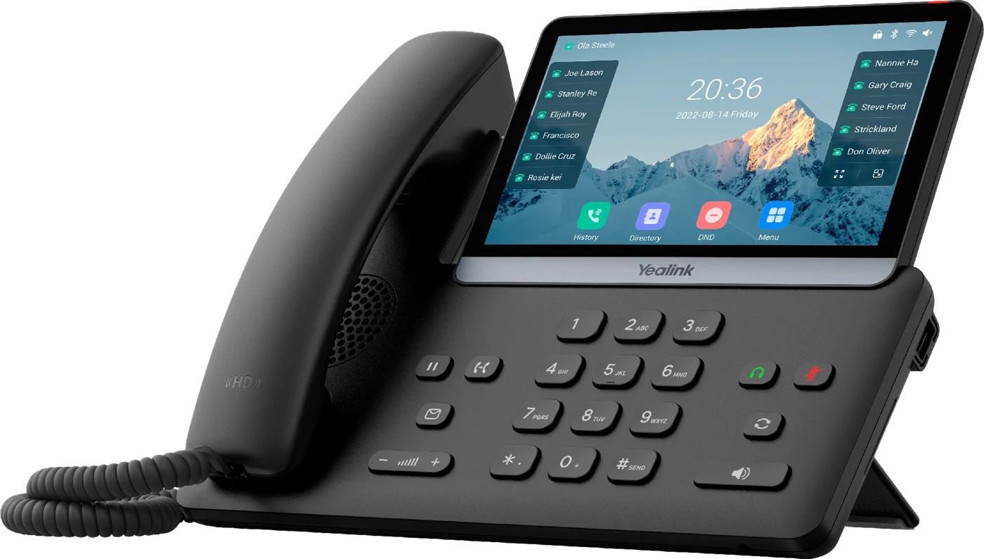 Yealink touchscreen handset running Pear Hosted-X cloud PBX
